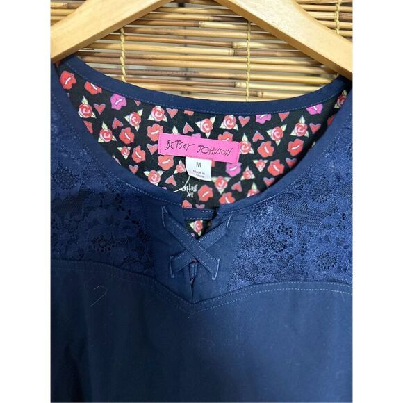 Betsey Johnson Scrub Top Medium (M) Navy Blue - Picture 5 of 5